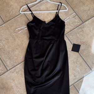 Lulu's Chic Black Mini Dress with Spaghetti Straps
